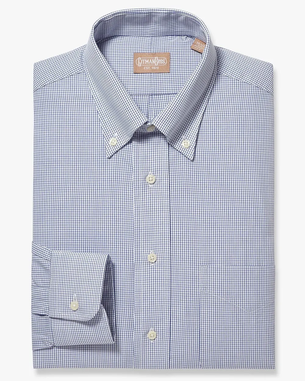 Button Down Graph Check Navy - Tailored