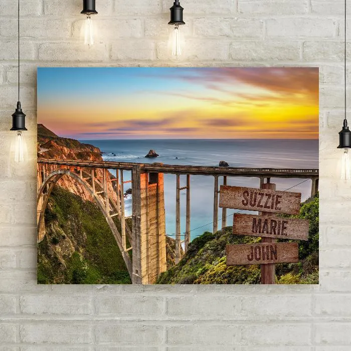 California Bixby Creek Bridge, Big Sur Highway Personalized Premium Canvas