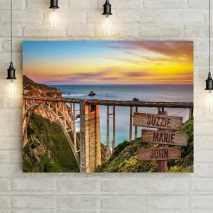 California Bixby Creek Bridge, Big Sur Highway Personalized Premium Canvas