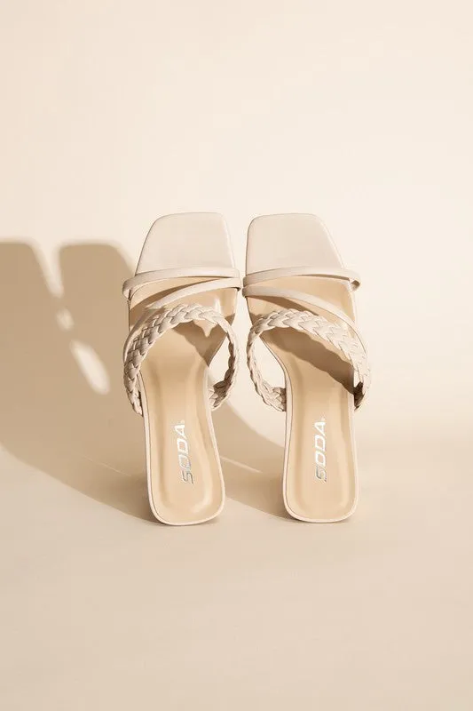 CARMEN BRAIDED STRAP SANDAL HEELS