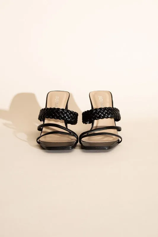 CARMEN BRAIDED STRAP SANDAL HEELS