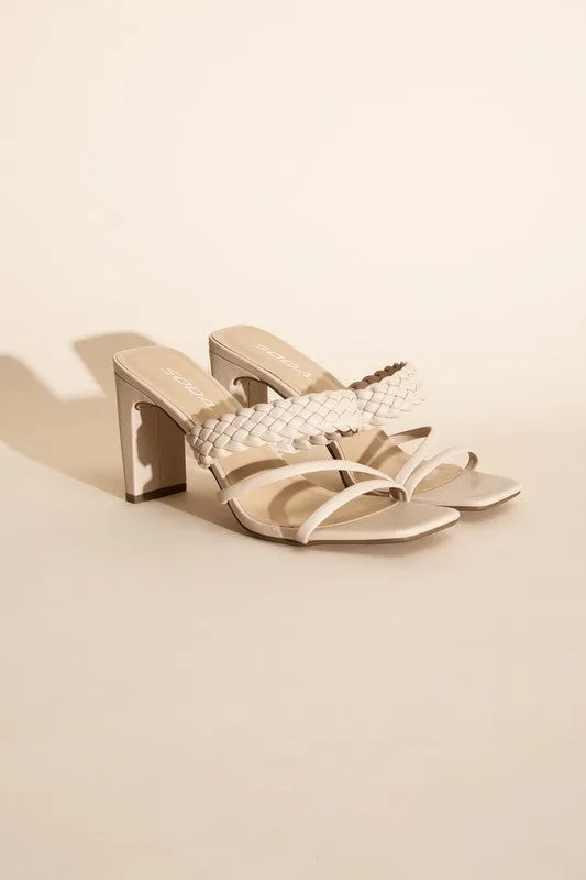 CARMEN BRAIDED STRAP SANDAL HEELS
