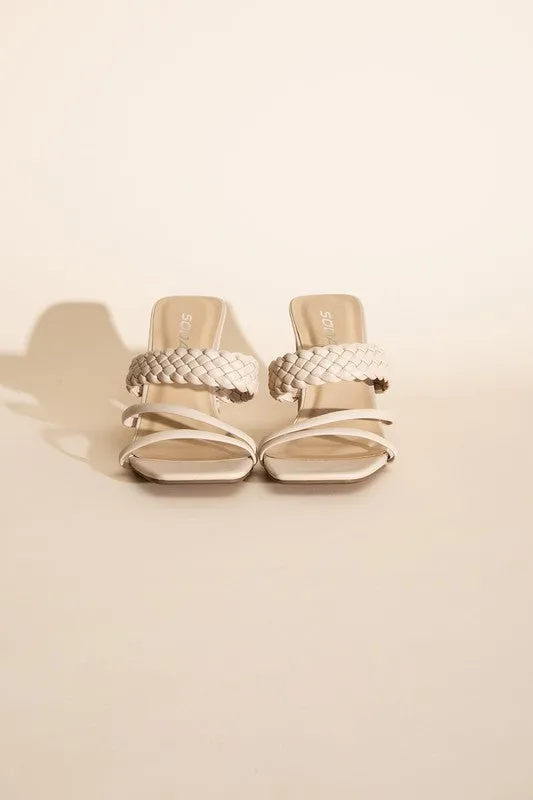 CARMEN BRAIDED STRAP SANDAL HEELS