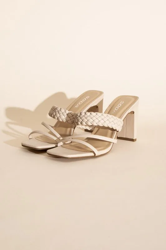 CARMEN BRAIDED STRAP SANDAL HEELS