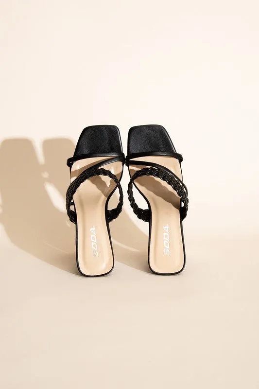 CARMEN BRAIDED STRAP SANDAL HEELS