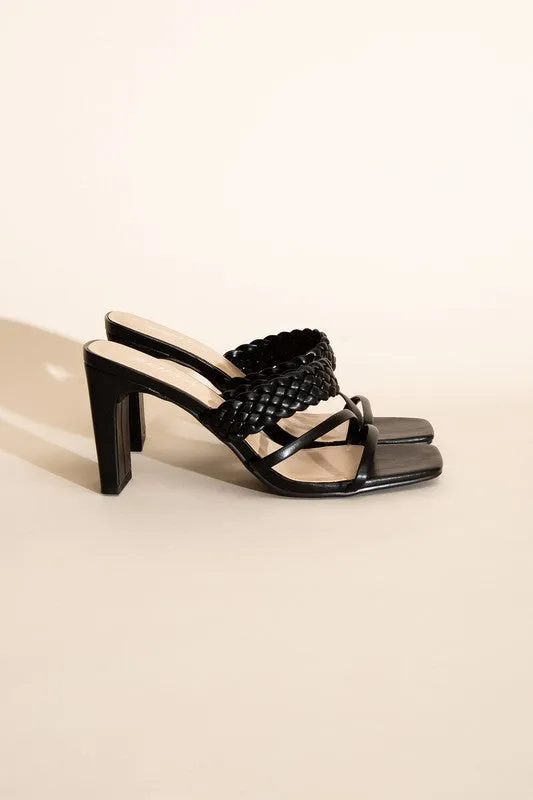 CARMEN BRAIDED STRAP SANDAL HEELS