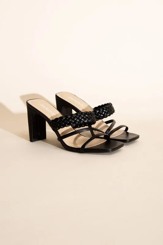 CARMEN BRAIDED STRAP SANDAL HEELS