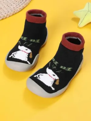 Cartoon Print Anti-Skid Rubber Shoe Socks- FDs