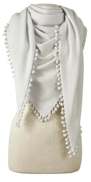 Cashmere Pom Pom Triangle Wrap in Pebble