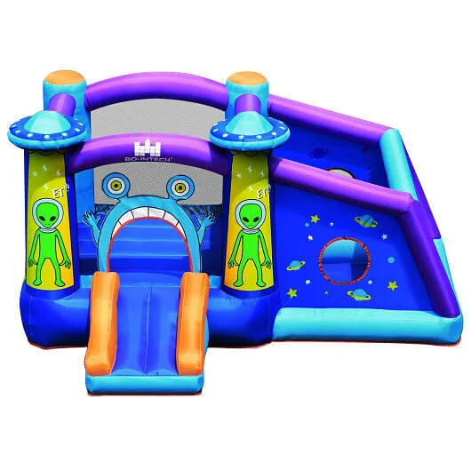 Castle Jumping Bouncer with Water Slide and 550W Blower - Color: Blue