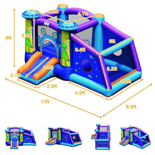 Castle Jumping Bouncer with Water Slide and 550W Blower - Color: Blue