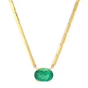 CATCH EVERY EYE EMERALD OVAL NECKLACE, 14KT GOLD