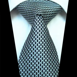 Celino Black and White 100% Woven Silk Tie for Men Necktie Premium Turkey Made