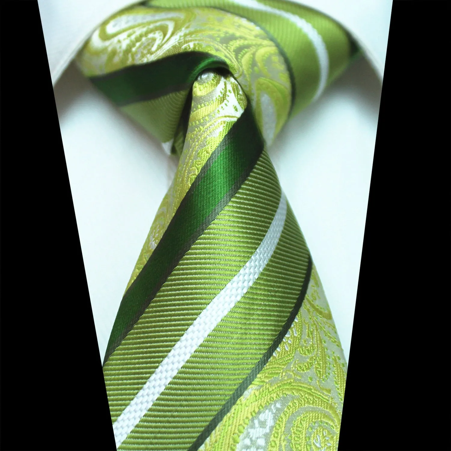 Celino Men's Green Paisley Silk Multi Color Neck tie neckties Premium Turkey Made
