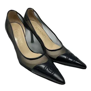 Chanel Black Logo Mesh Heels