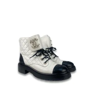 Chanel CC Quilted Combat Boots - Size 39.5