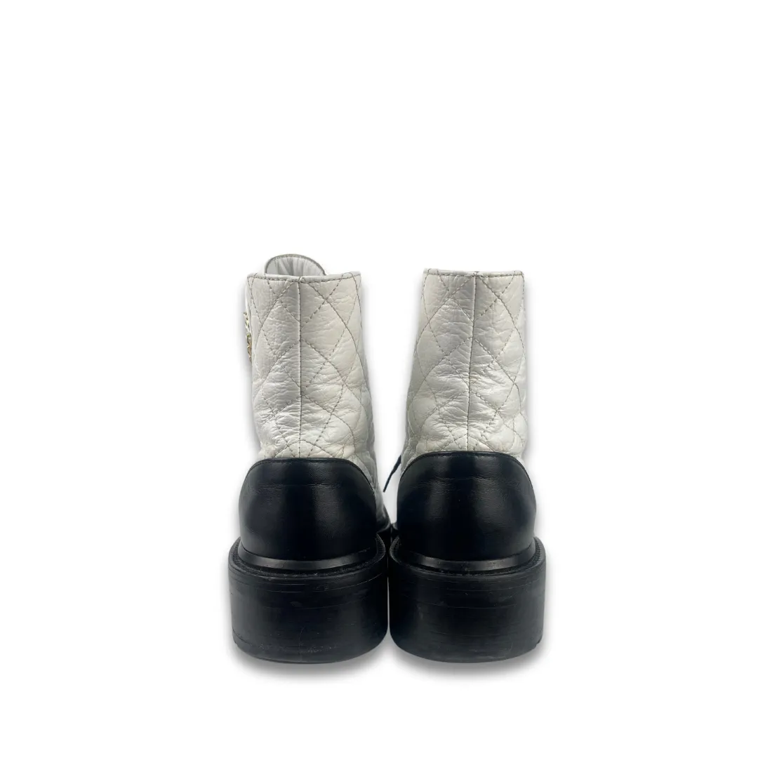 Chanel CC Quilted Combat Boots - Size 39.5