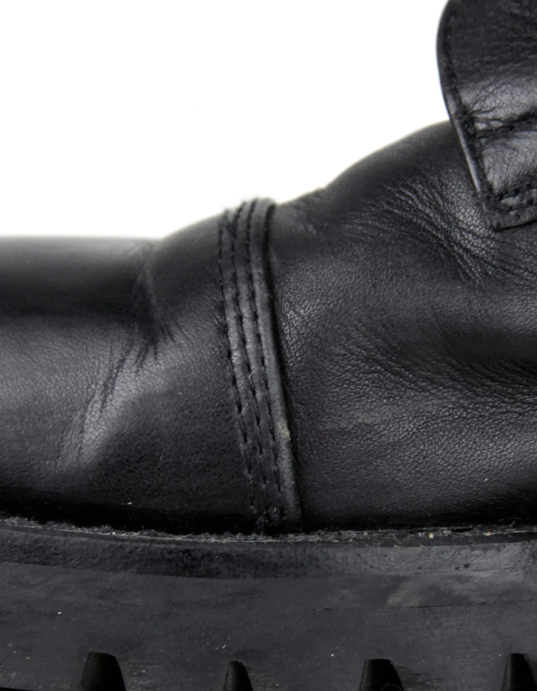 Chanel Vintage Black Leather CC Combat Boots sz 36