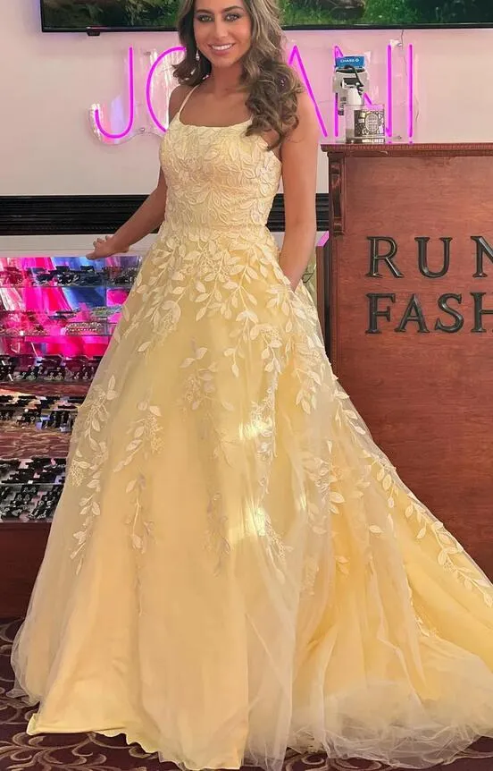 Cheap Long Leaf Lace Prom Formal Dress Ball Gown Straps