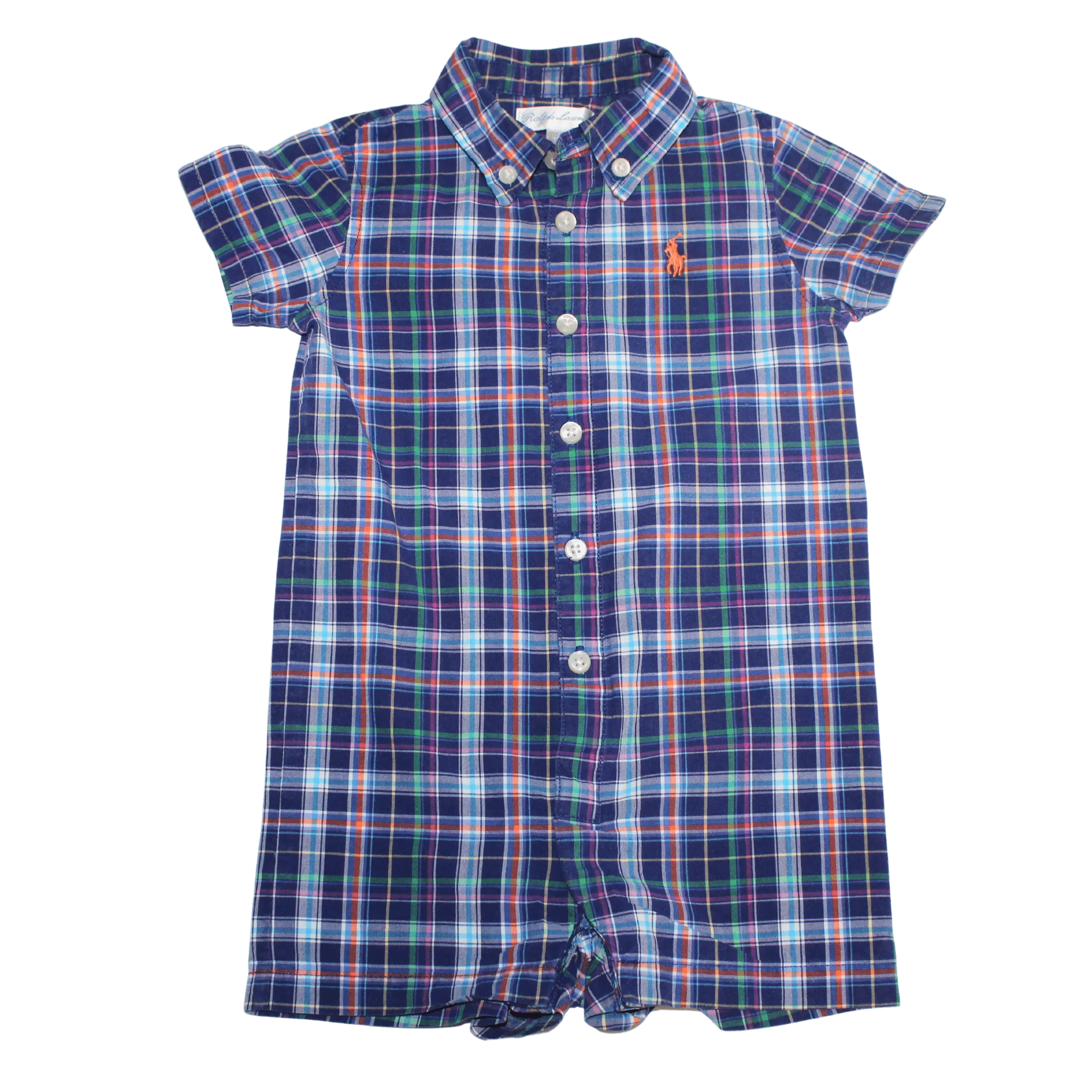 Check Cotton Oxford Romper