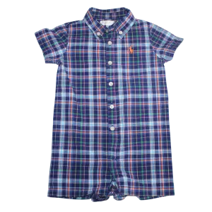 Check Cotton Oxford Romper