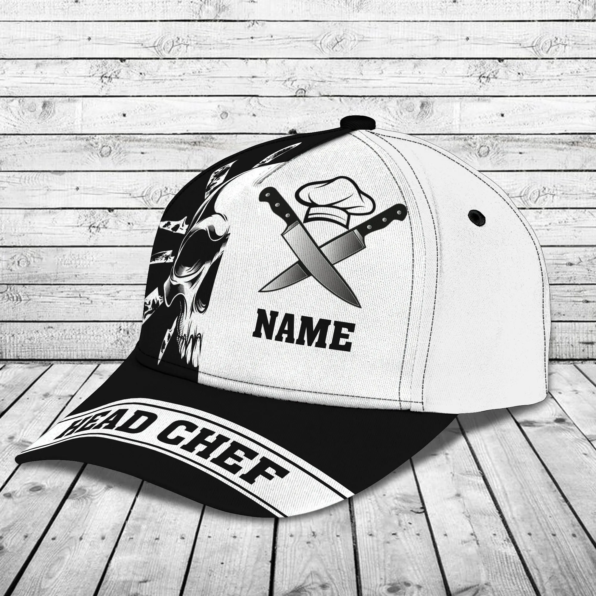 Chef & Skull - Personalized Name Cap -Loop- Hd98 28