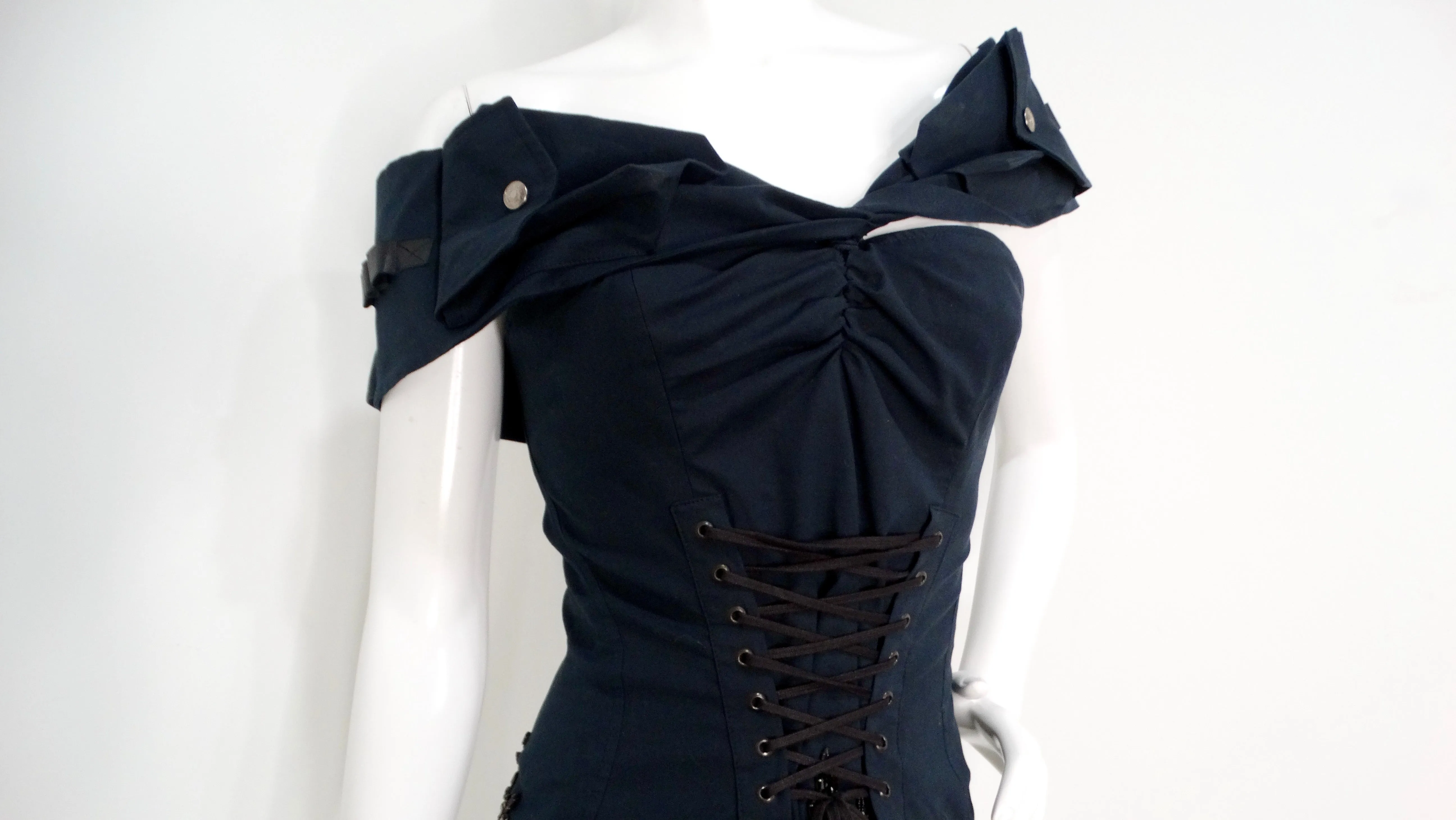 Circa 2003 John Galliano for Christian Dior Boutique Black Beaded Corset Top