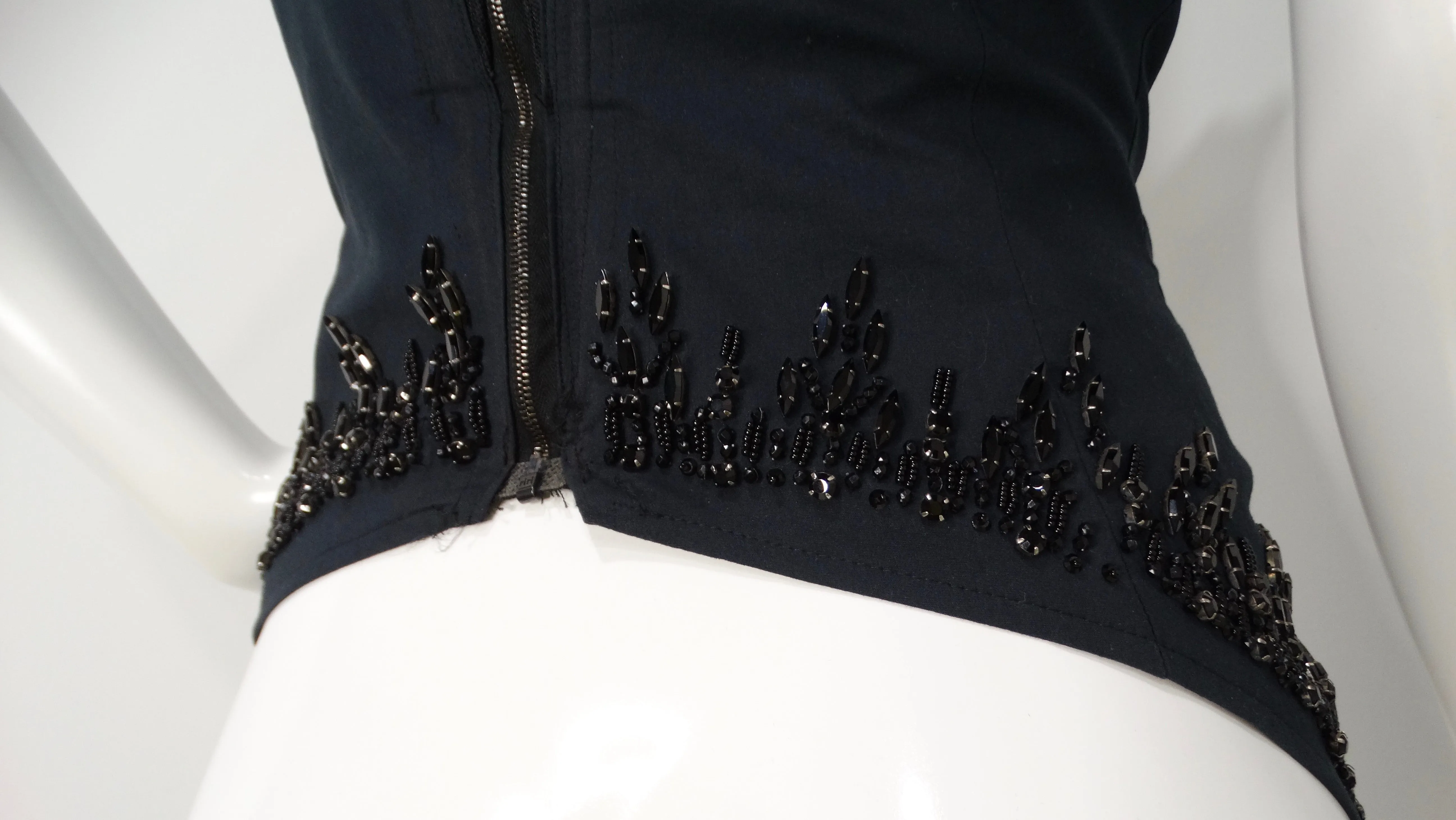 Circa 2003 John Galliano for Christian Dior Boutique Black Beaded Corset Top