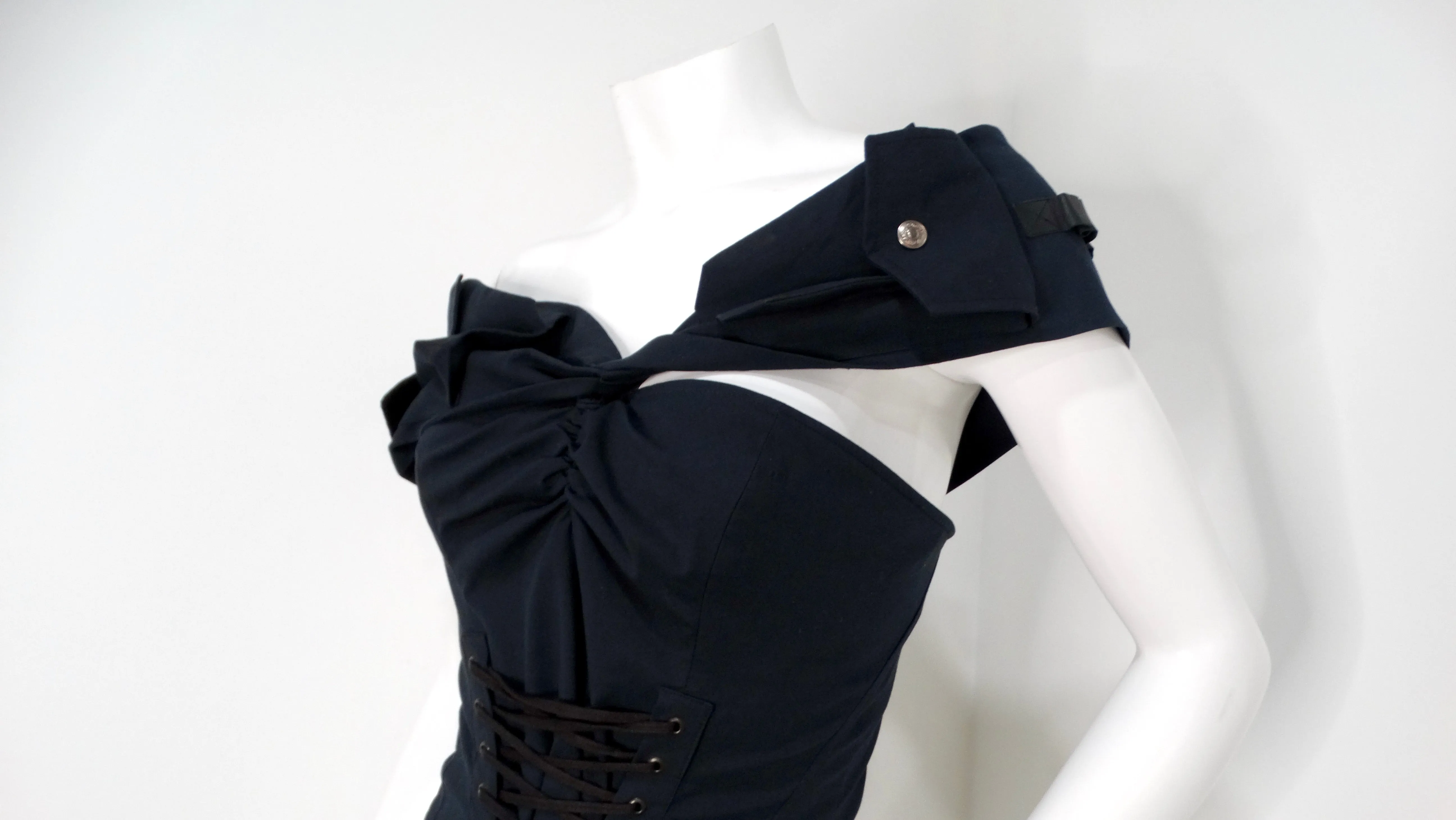 Circa 2003 John Galliano for Christian Dior Boutique Black Beaded Corset Top