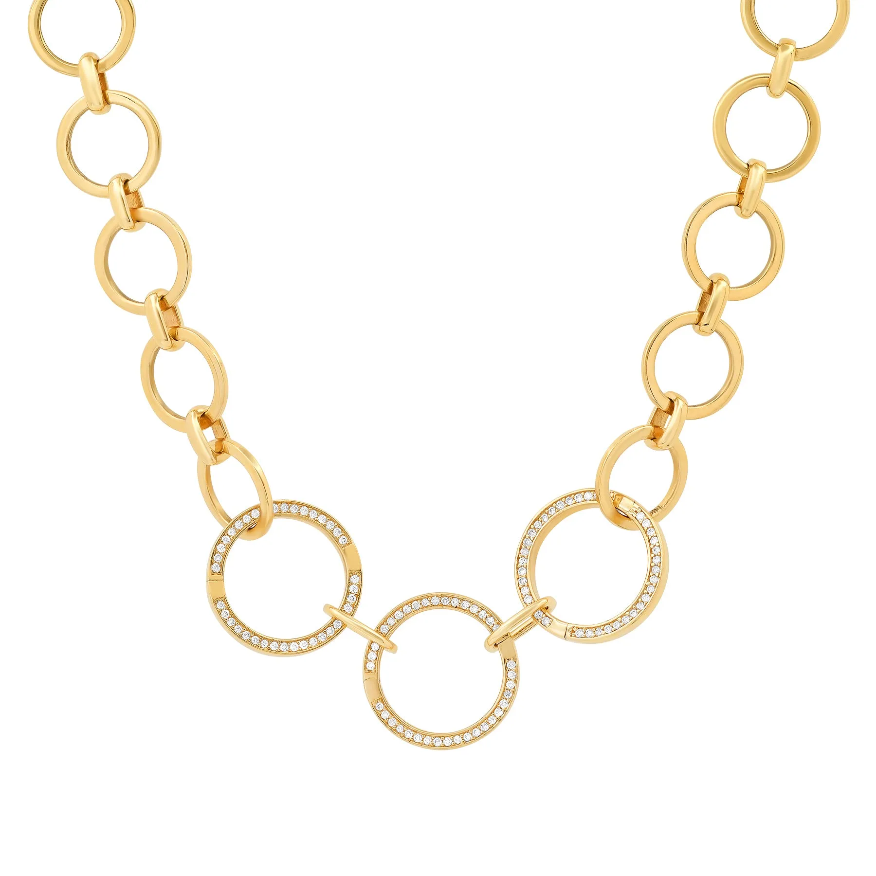 CIRCLES & DIAMOND CONNECTORS CHAIN, 14kt GOLD