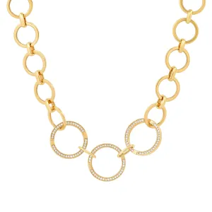 CIRCLES & DIAMOND CONNECTORS CHAIN, 14kt GOLD