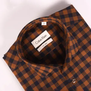 CK Dark Brown & Navy Gingham Shirt