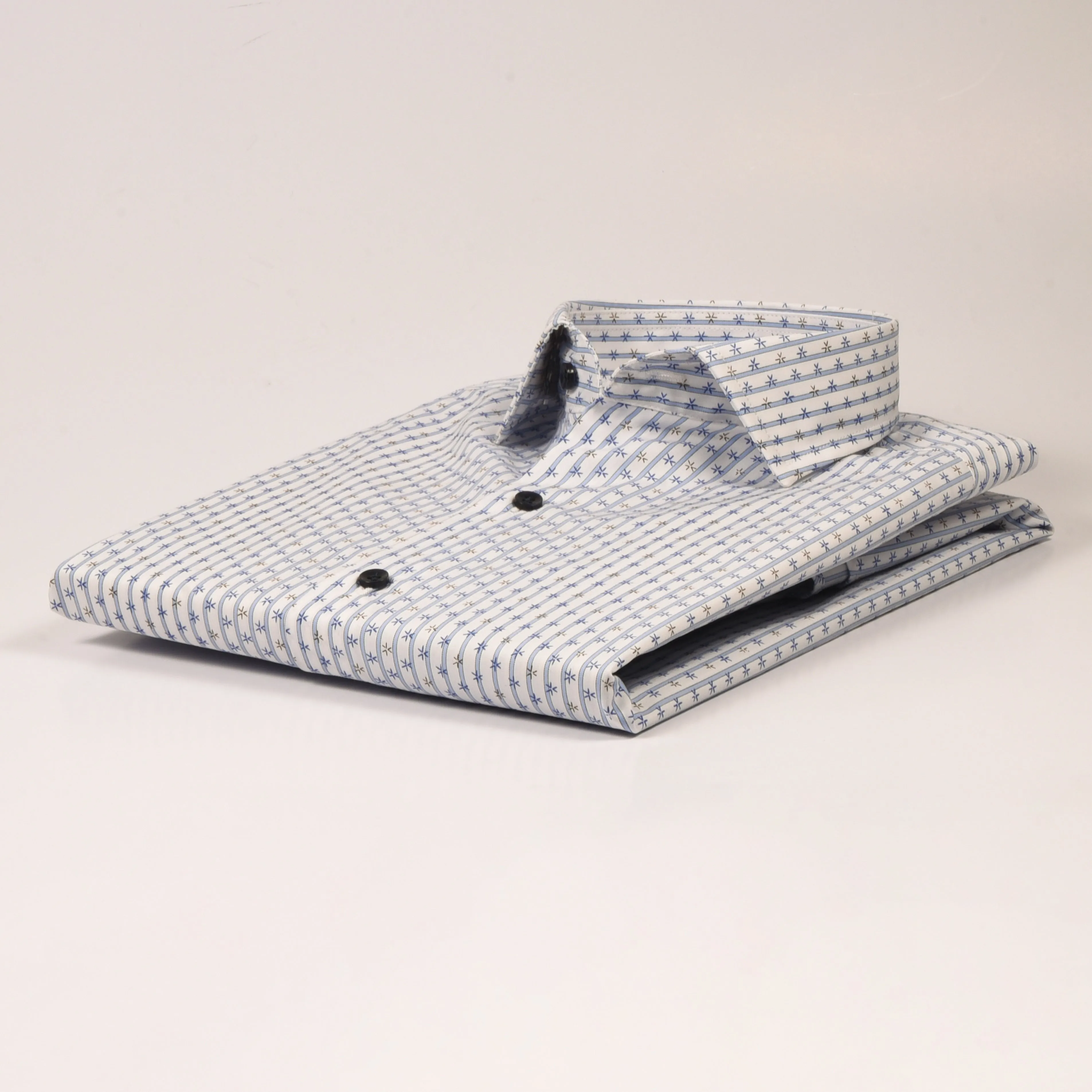 CK White & Blue Striped Printed Shirt