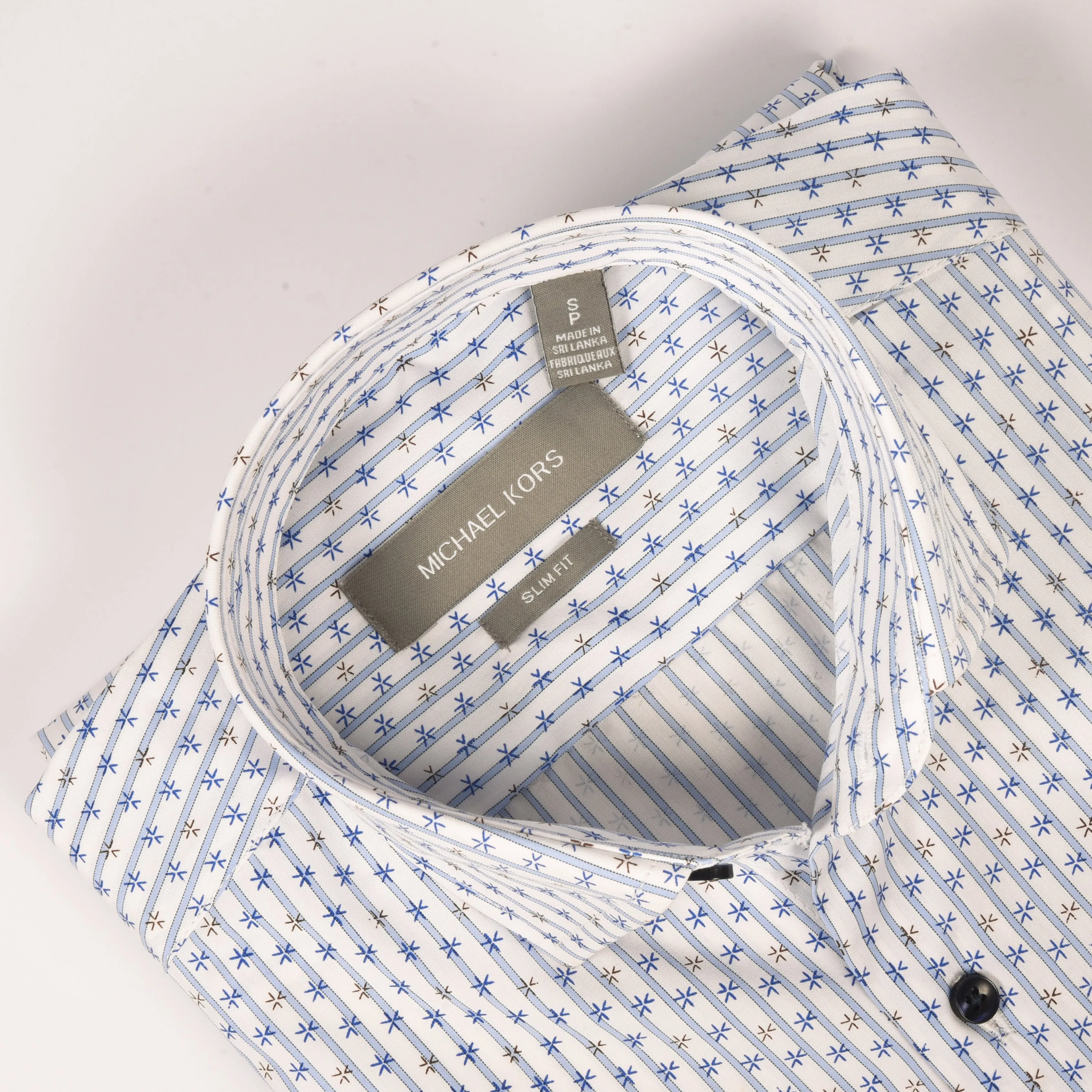 CK White & Blue Striped Printed Shirt