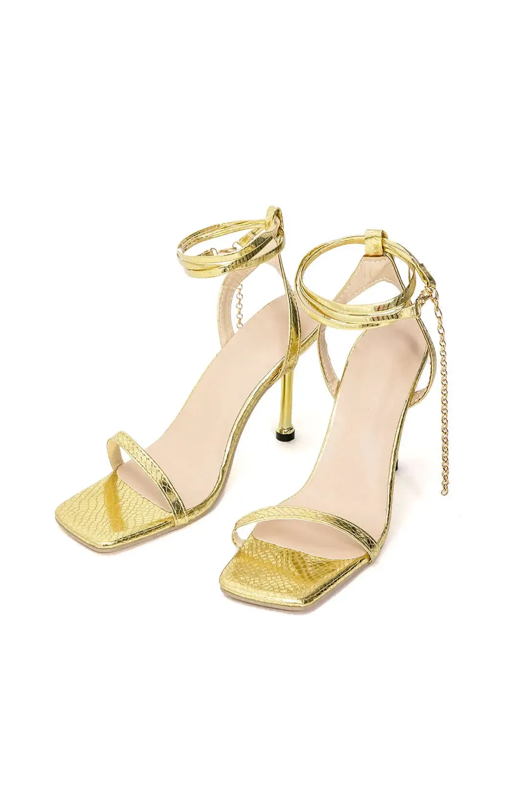 Clara - Square Toe Chain Woman's Shoes With Heels