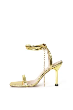 Clara - Square Toe Chain Woman's Shoes With Heels