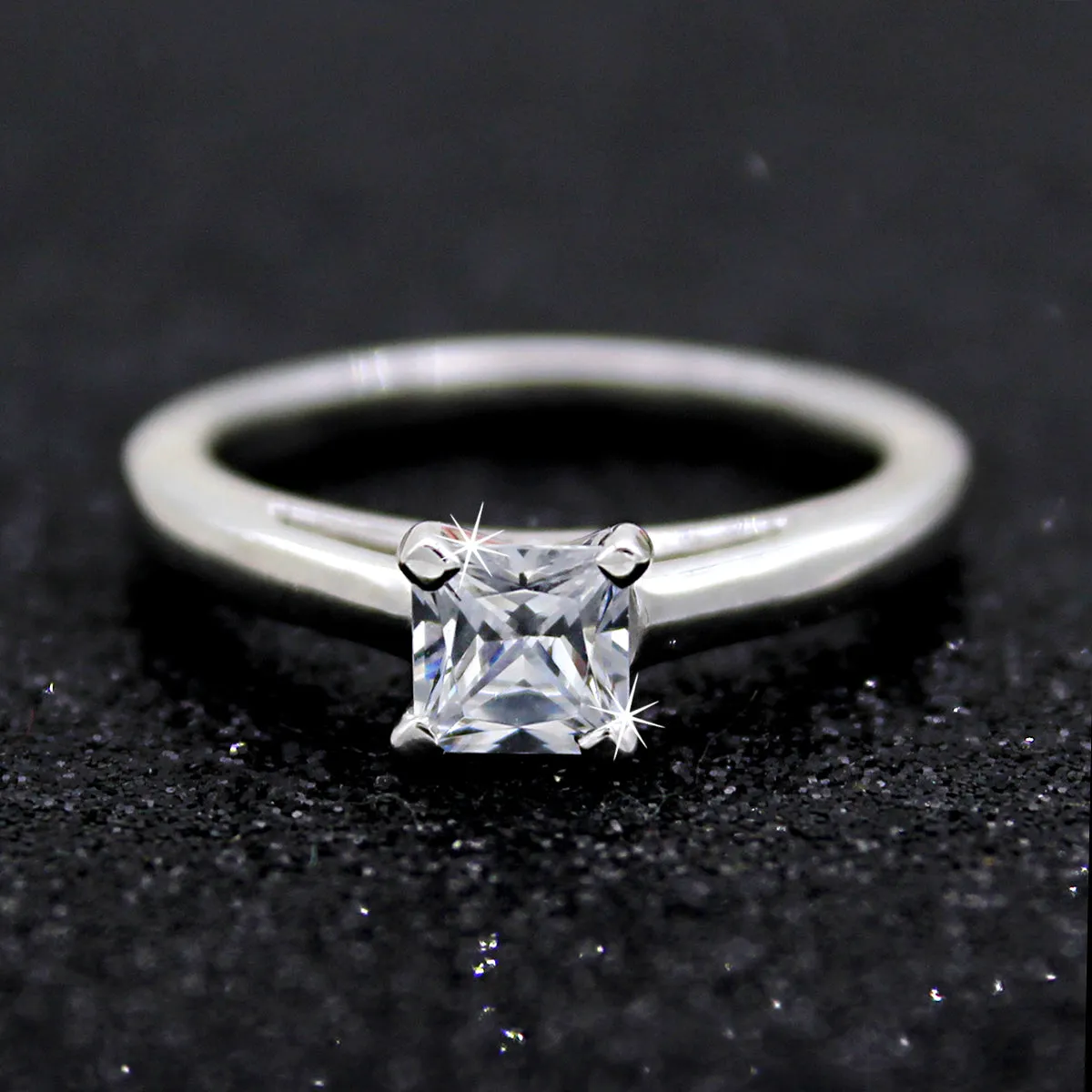 Classic Princess-Cut Solitaire Diamond Engagement Ring