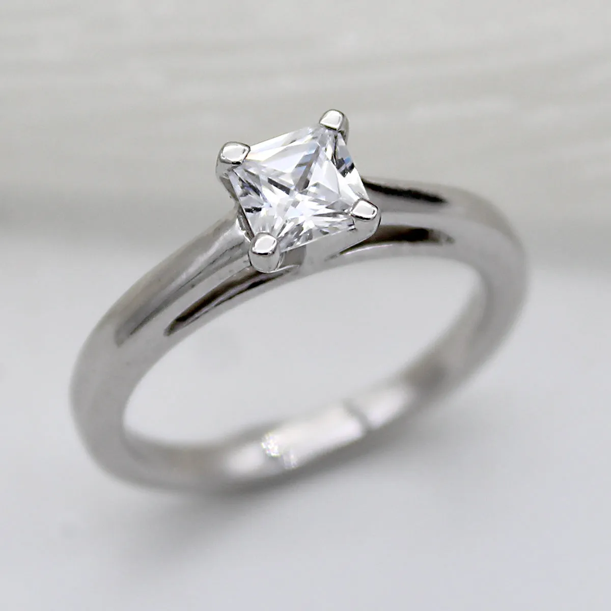 Classic Princess-Cut Solitaire Diamond Engagement Ring