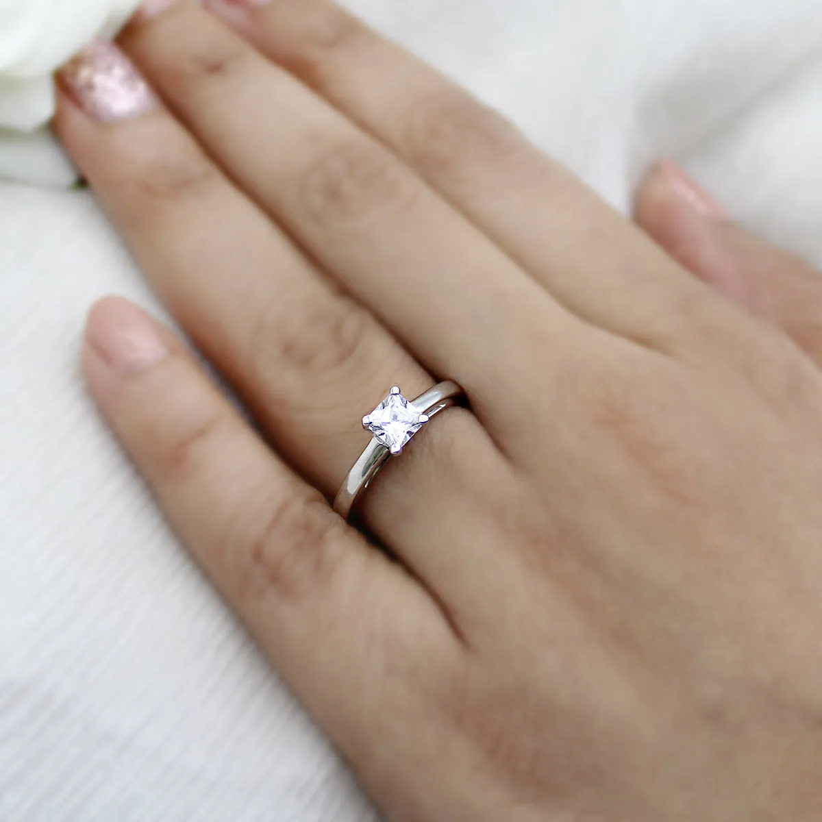 Classic Princess-Cut Solitaire Diamond Engagement Ring