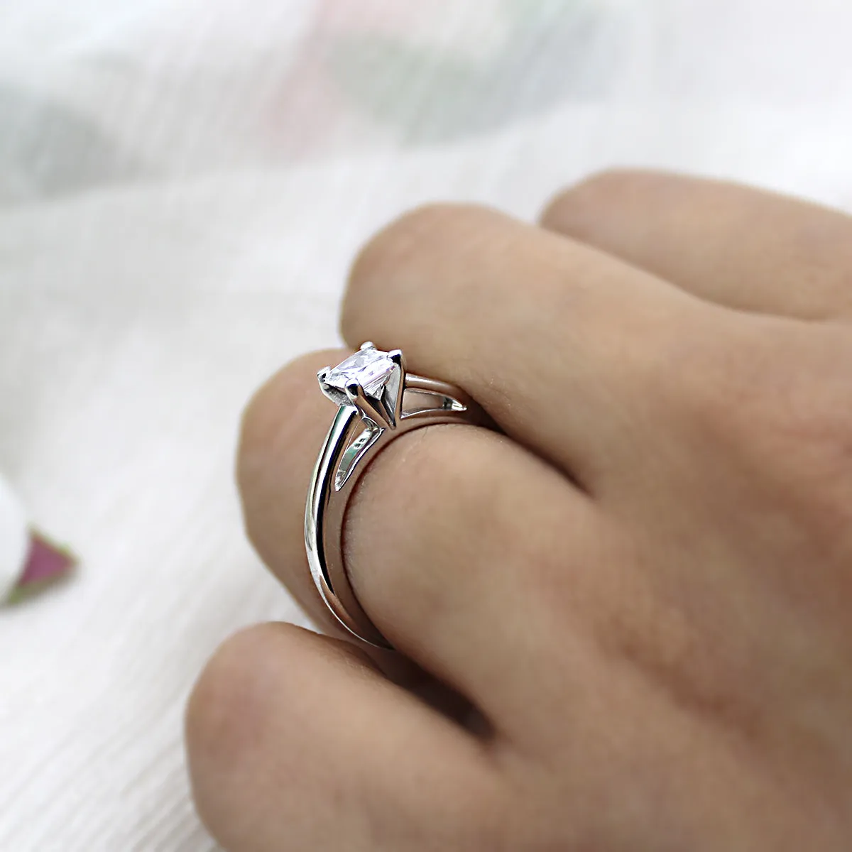 Classic Princess-Cut Solitaire Diamond Engagement Ring