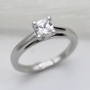 Classic Princess-Cut Solitaire Diamond Engagement Ring