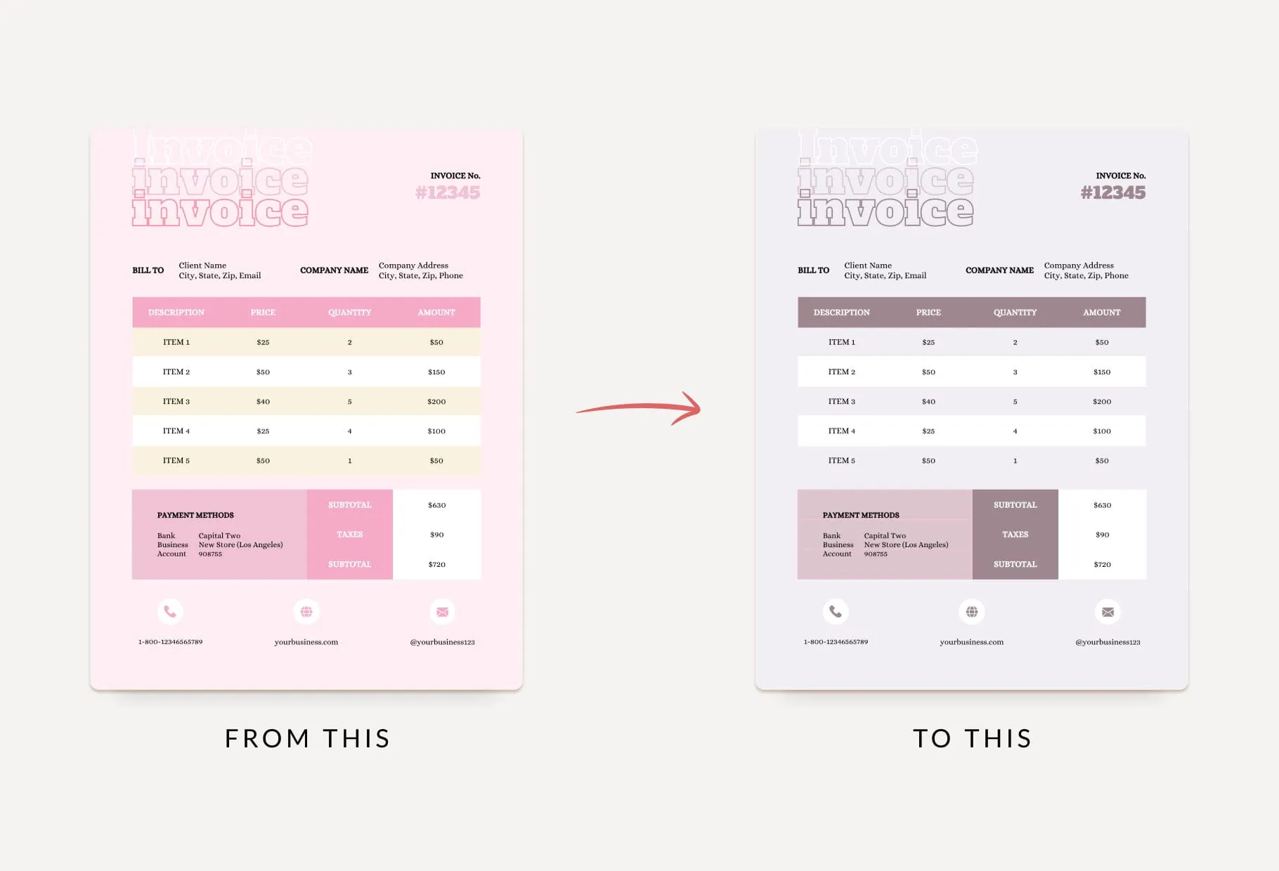 Classic Rose Invoice Canva Template Printable and Editable