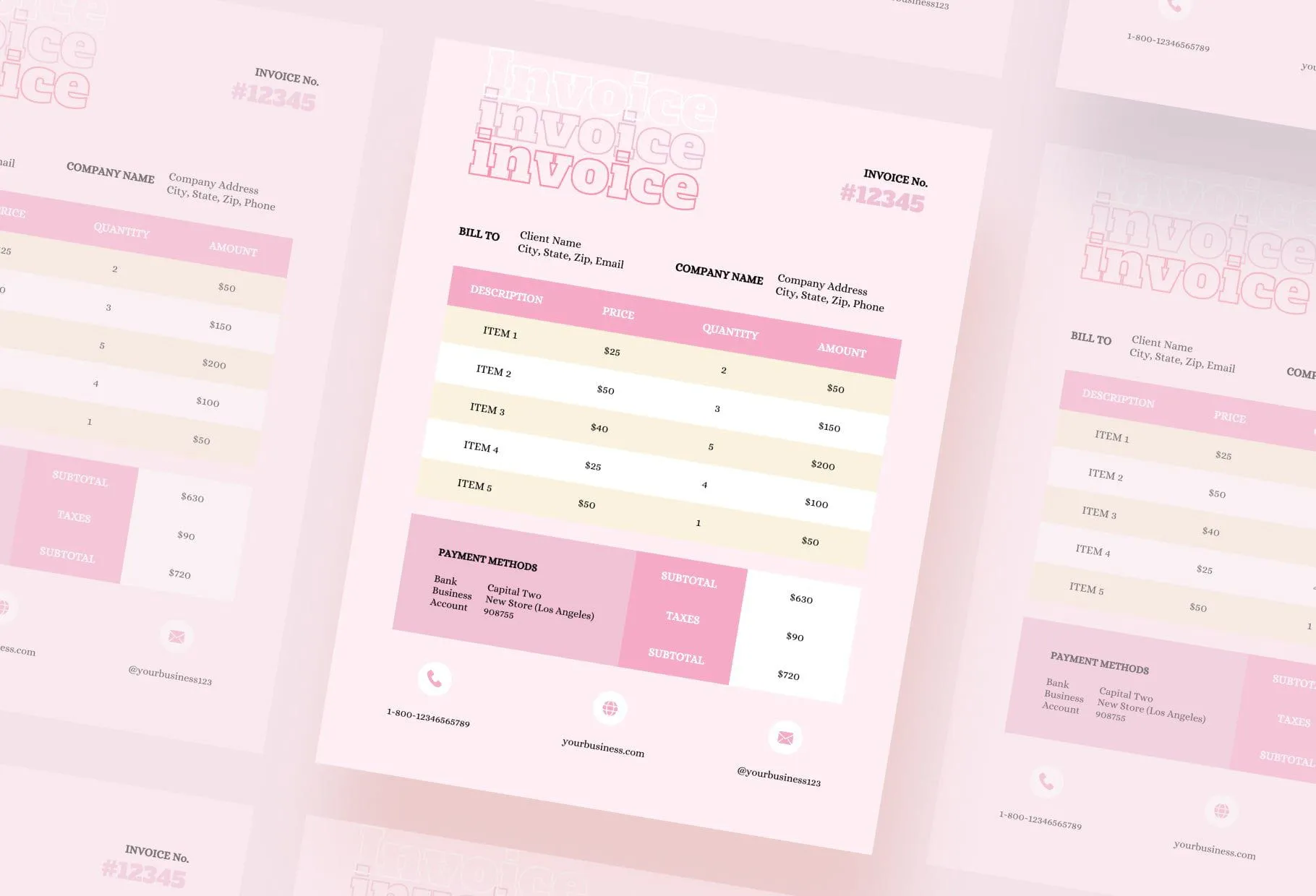 Classic Rose Invoice Canva Template Printable and Editable