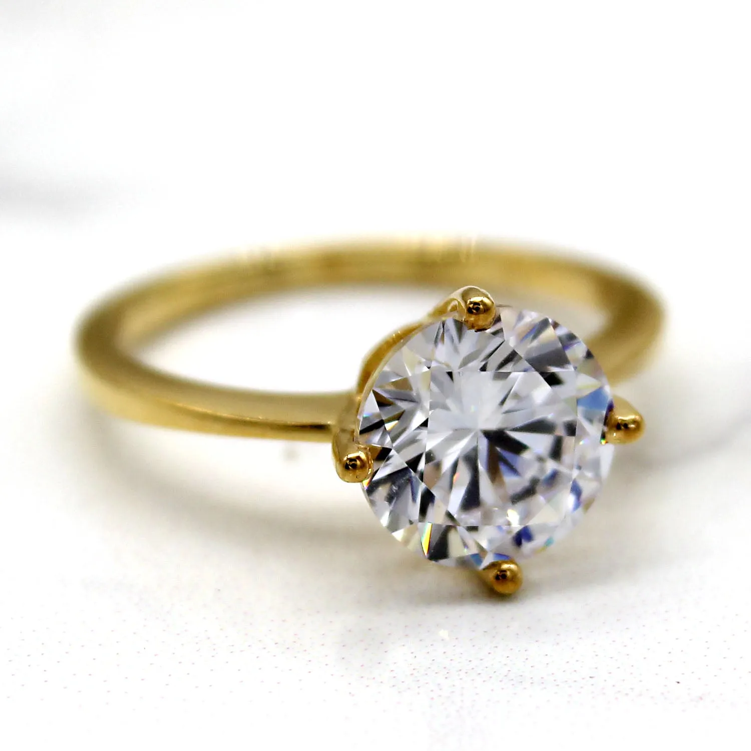 Classic Round Solitaire Simulated Diamond Engagement Ring