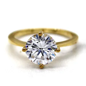 Classic Round Solitaire Simulated Diamond Engagement Ring