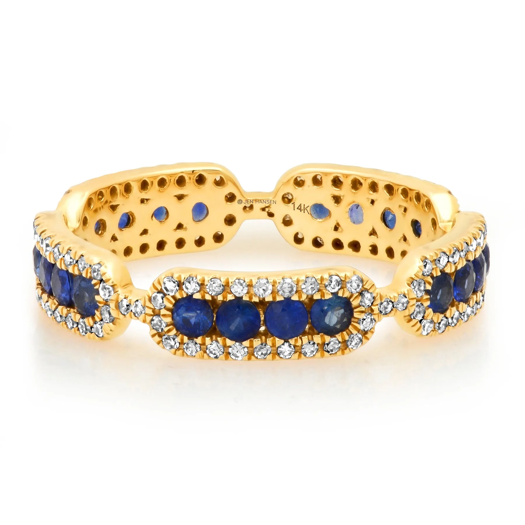 CLASSY DIAMOND & SAPPHIRE BAND, 14kt GOLD
