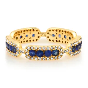 CLASSY DIAMOND & SAPPHIRE BAND, 14kt GOLD