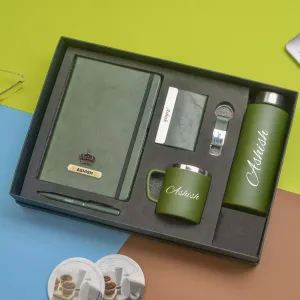 Classy Hardcover Diary   Classic Metal Pen   Classy Leather Metal Keychain   Classy Card Holder   Classic Smart Bottle    Stainless Steel Mug - Green