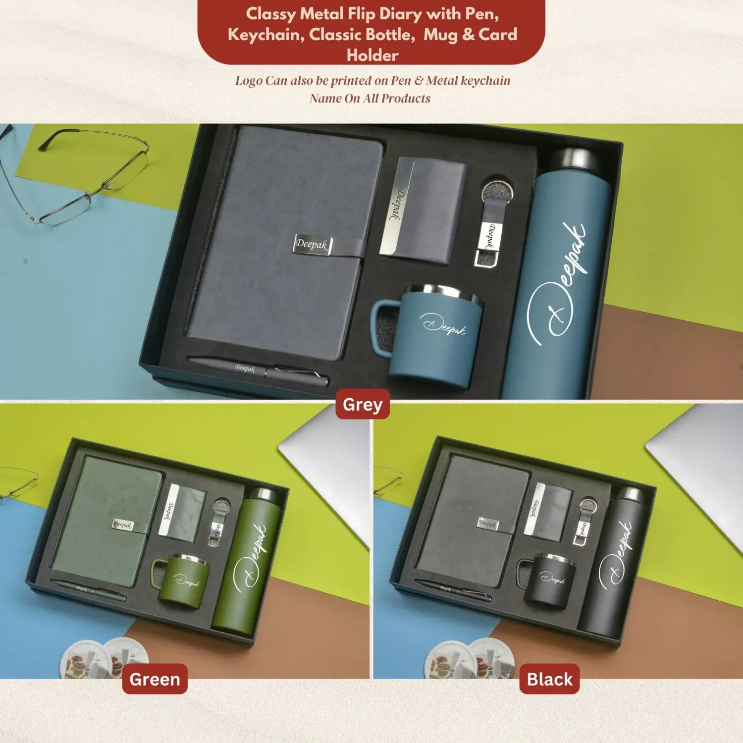 Classy Metal Flip Diary   Classic Metal Pen   Classy Leather Metal Keychain   Classy Card Holder   Classic Smart Bottle    Stainless Steel Mug - Black