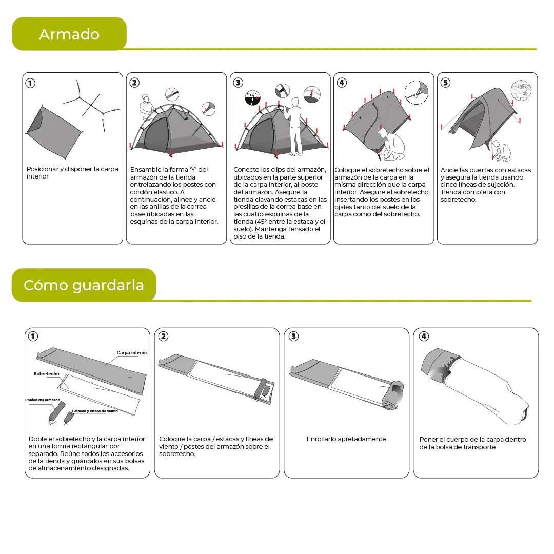Combo Carpa Neltume Pro   Mat de Camping Yerba Loca   Saco de Dormir Aconcagua
